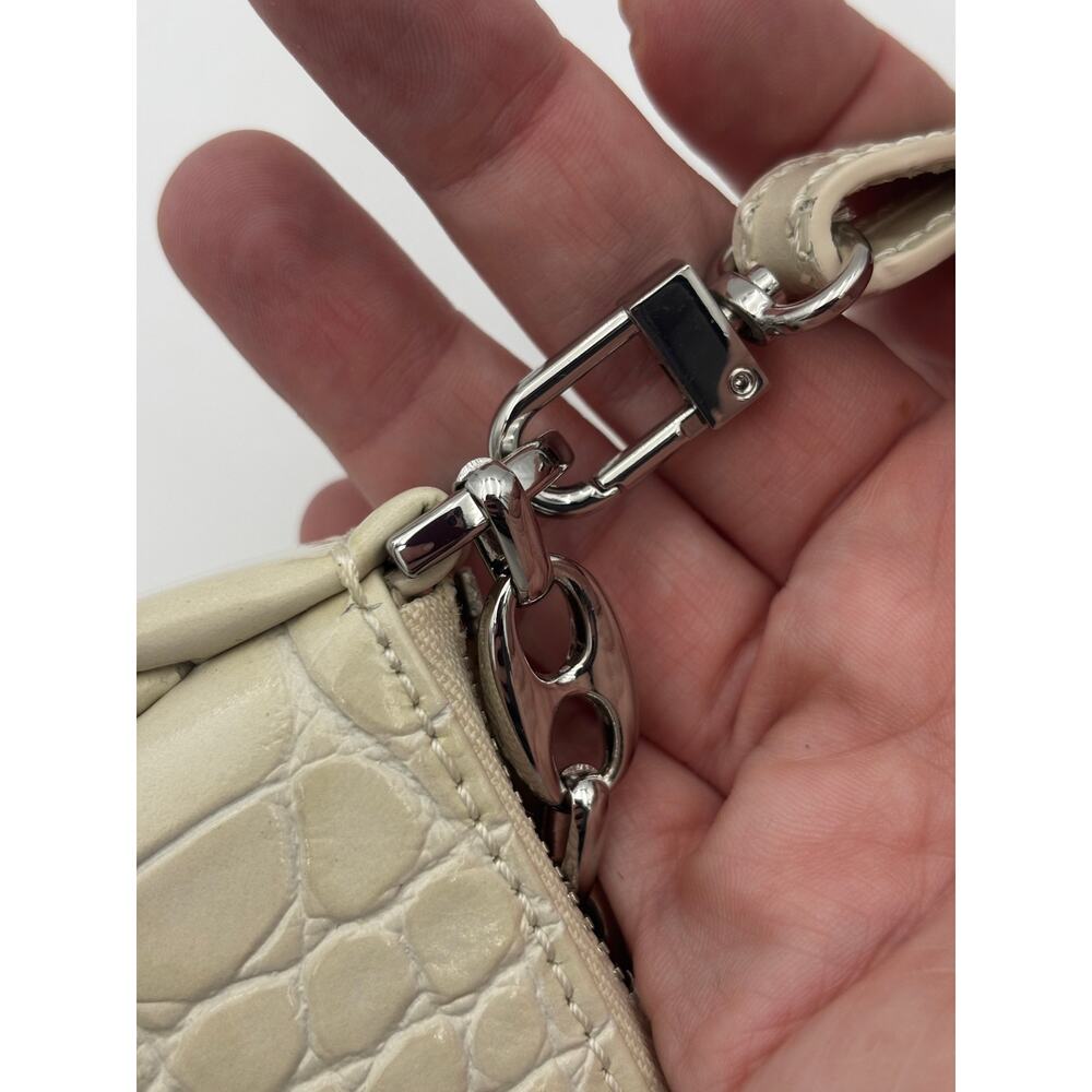 by FAR Mini Rachel Shoulder Bag Cream Crocodile Embossed Leather Chain Strap - Picture 11 of 13